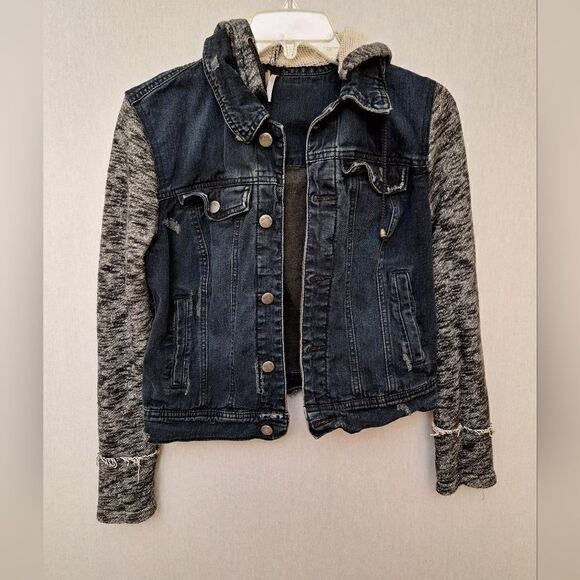 Free People Denim & knit hooded jacket - Picture 3 of 11